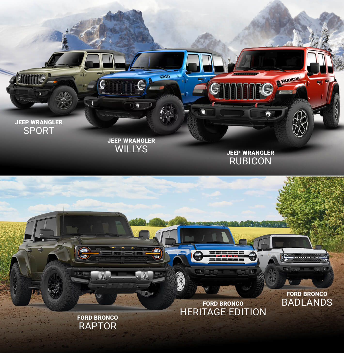 Compare Bronco vs. Wrangler Trim Levels